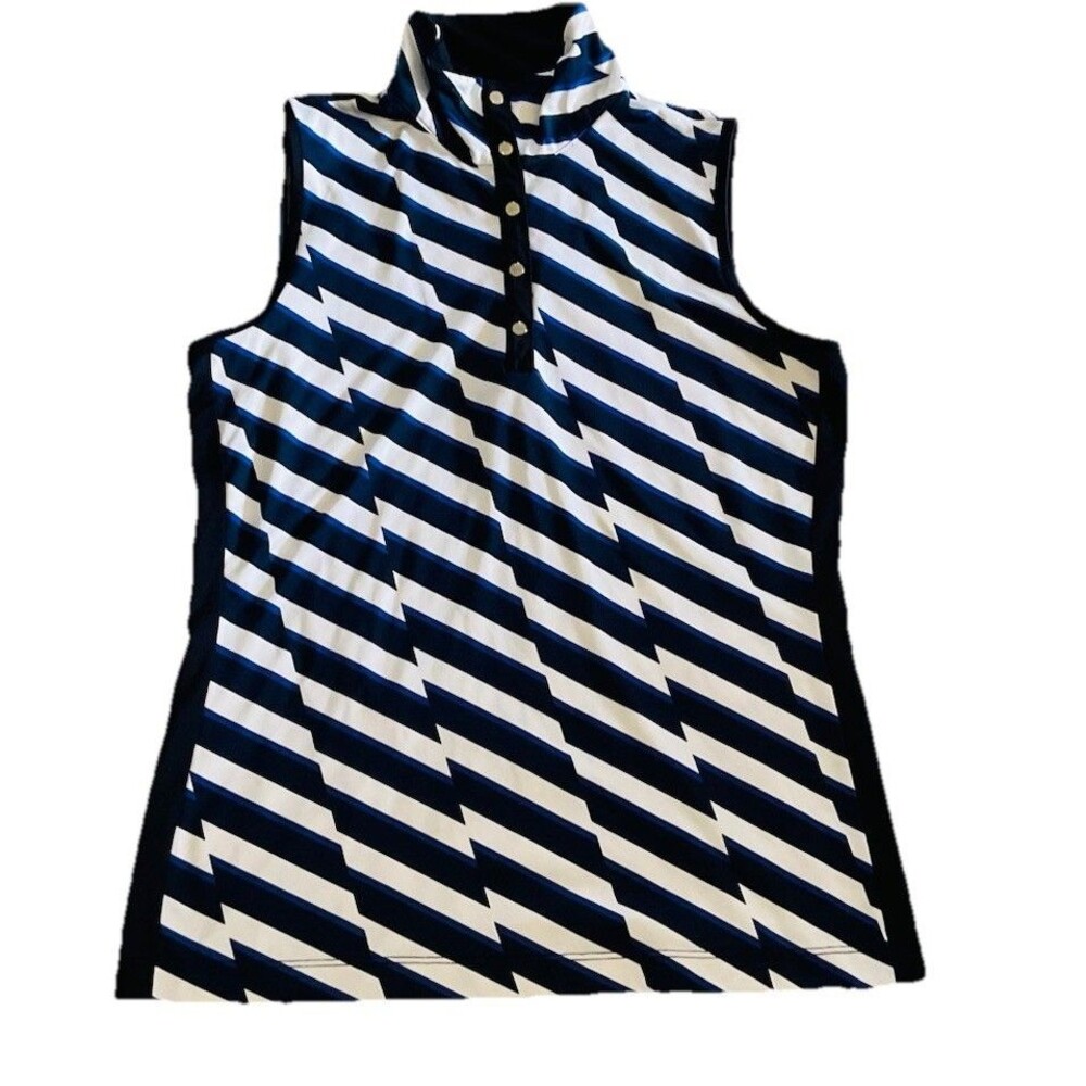 Tail White Label Polo Shirt Women’s Snap Mock Neck Sleeveless Small
